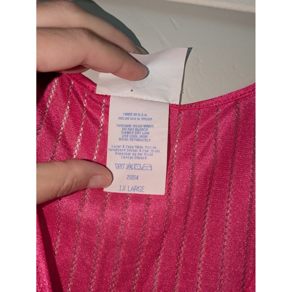 Vintage Undercover Wear Nightgown Pink Nylon Lingerie Dress 1X‎ Large USA - Picture 7 of 11